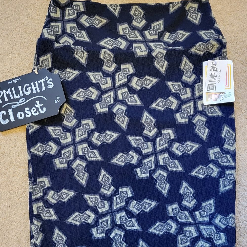 LuLaRoe Cassie Skirt Small New with Tags Navy and Olive Green